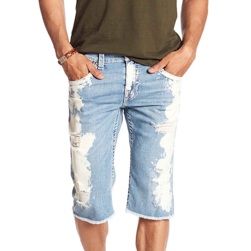 TRUE RELIGION Straight Flap Cutoff Jean Shorts  28